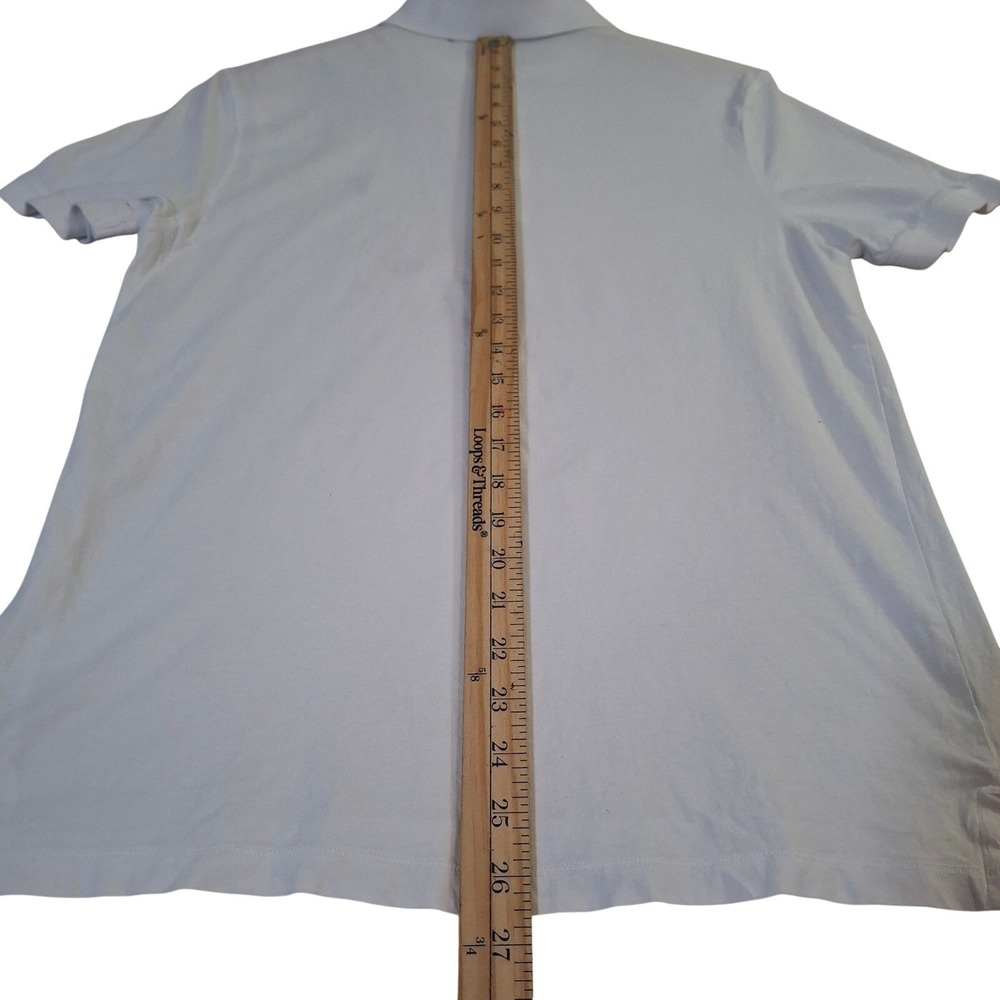 AllSaints White Organic Cotton Slim Fit Ramskull Polo Shirt Women's Medium - Picture 5 of 5